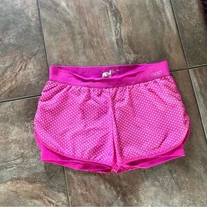 Lorna Jane pink polka dot workout shorts